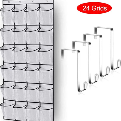 Over-the-Door Shoe Organizer - 12, 14 or 24 Pocket Hanging Shoe Storage with Large Mesh Pockets & 4 Hooks
