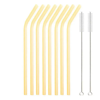 8.5 Inch Reusable Glass Straws Set, 8mm Multi-Color Drinking Straws, Eco-Friendly Glass Straws for Smoothies, Milkshakes, Cocktails and Cold Drinks