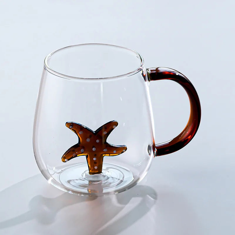 3D Animal Glass Coffee Mug – Heat-Resistant Figurine Drinking Cup with Cute Squirrel & Cactus Design, Novelty Christmas Gift for Women