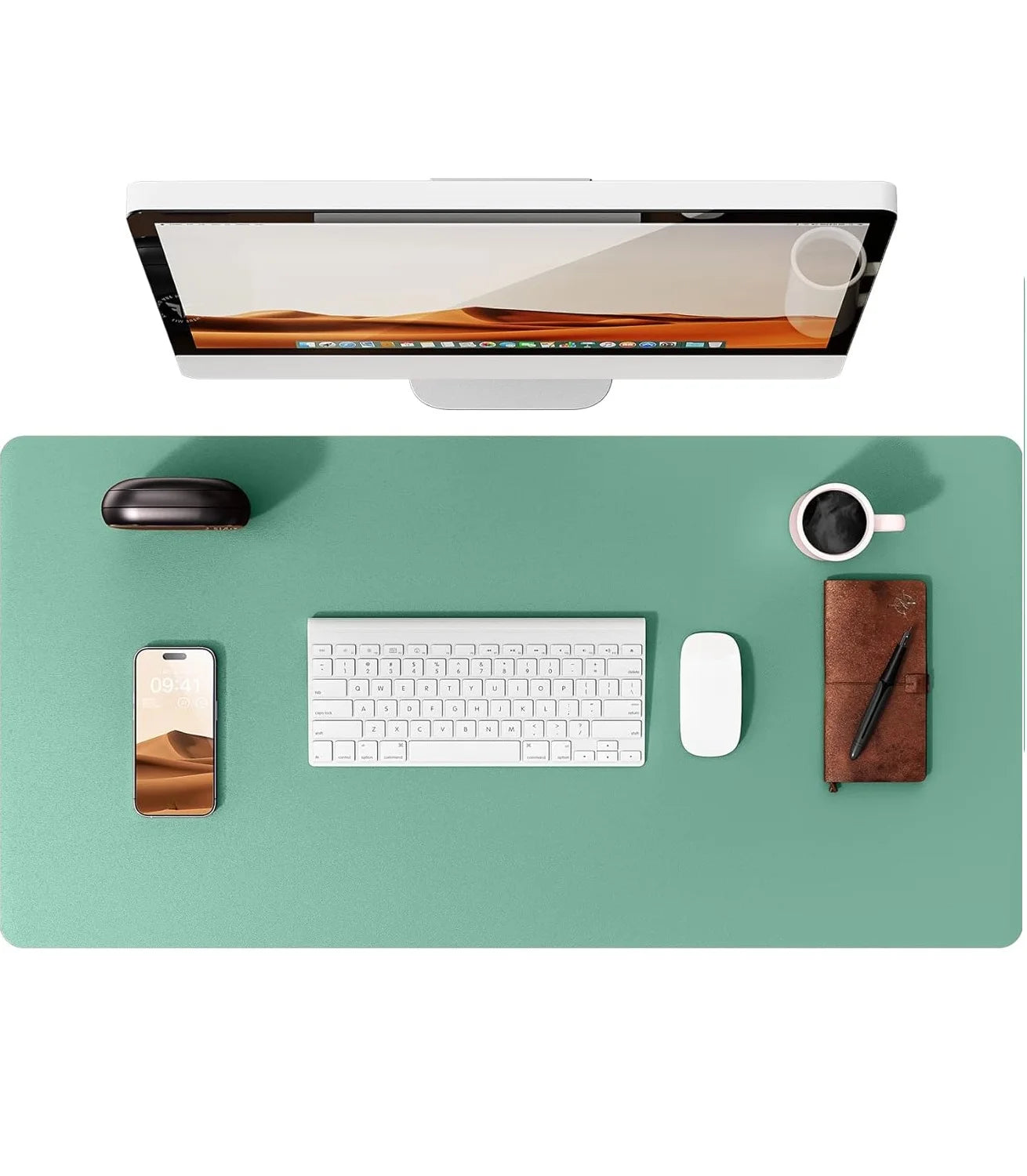 Alfombrilla de escritorio grande de cuero PU - Mouse Pad antideslizante y protector de escritorio para laptop, teclado, oficina y juegos