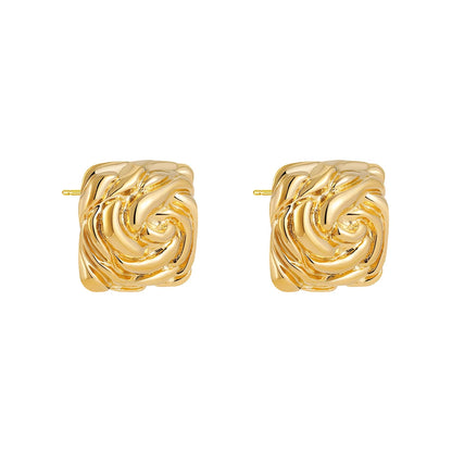 Pendientes de Moda Llamativos de Acero Inoxidable Chapado en Oro Círculo Geométrico Retorcido Vintage para Mujer