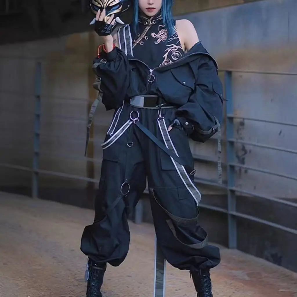 Xiao Inspired Dark Dharma Protector Cosplay Costume – Anime Game Demon Subduing Roleplay Suit for Halloween & Events