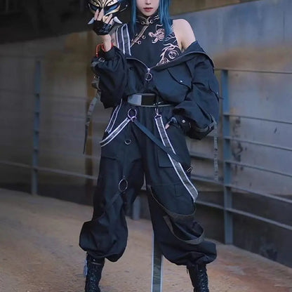 Xiao Inspired Dark Dharma Protector Cosplay Costume – Anime Game Demon Subduing Roleplay Suit for Halloween & Events