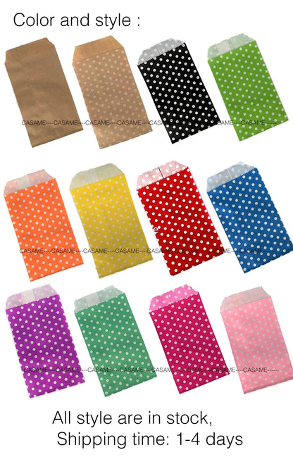10/25/50PCS Mini Bolsas de Regalo de Papel Kraft con Lunares para Boda, Cumpleaños, Recuerdos de Fiesta, Invitaciones, Tarjetas de Felicitación y Pequeños Regalos
