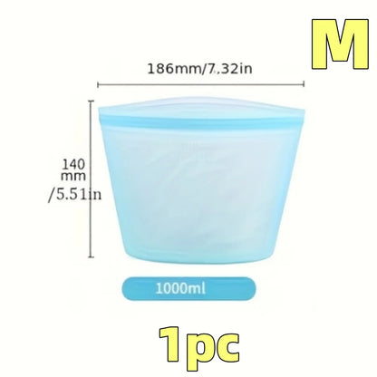 1/3PCS Reusable Silicone Food Storage Bags – Leakproof Ziplock Containers for Fridge & Freezer, Fresh-Keeping Kitchen Organizer Bags