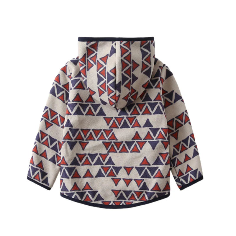 Kids Cartoon Print Fleece Jacket, Long Sleeve Warm Coat for Baby Boys and Girls, Soft Autumn Winter Outerwear for Children