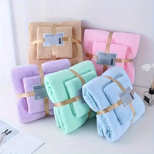 Juego de 2 toallas de baño de terciopelo coral – Súper suaves, altamente absorbentes, de secado rápido, calidad de hotel y spa de lujo para adultos, baño, hogar y viajes