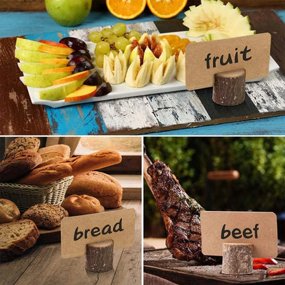 10PCS Mini Rustic Wooden Place Card Holders – Small Stand for Business Cards, Photos, Table Numbers & Name Signs, Wedding Party Decor