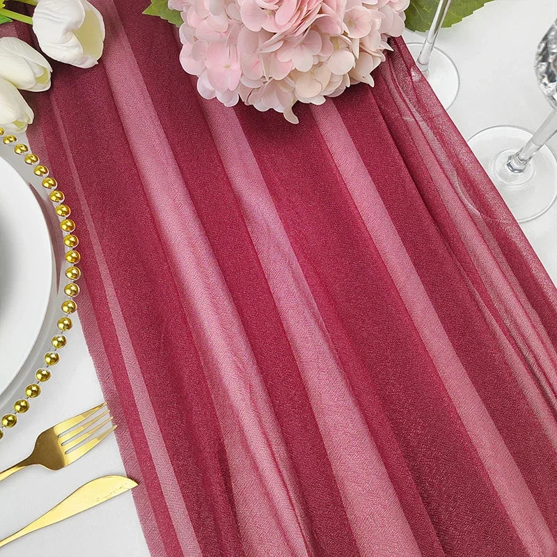 Camino de mesa de gasa - Decoración de arco de boda de tela de seda transparente | Decoración de mesa bohemia para cumpleaños y eventos