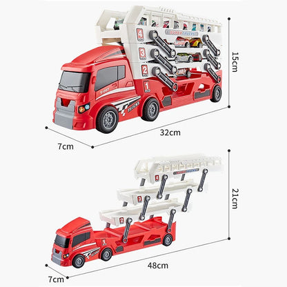 Pop-Up Container Truck Toy – Engineering Racing Vehicle with 6 Alloy Wheels, Push-Pull Construction Toy for Children & Kids