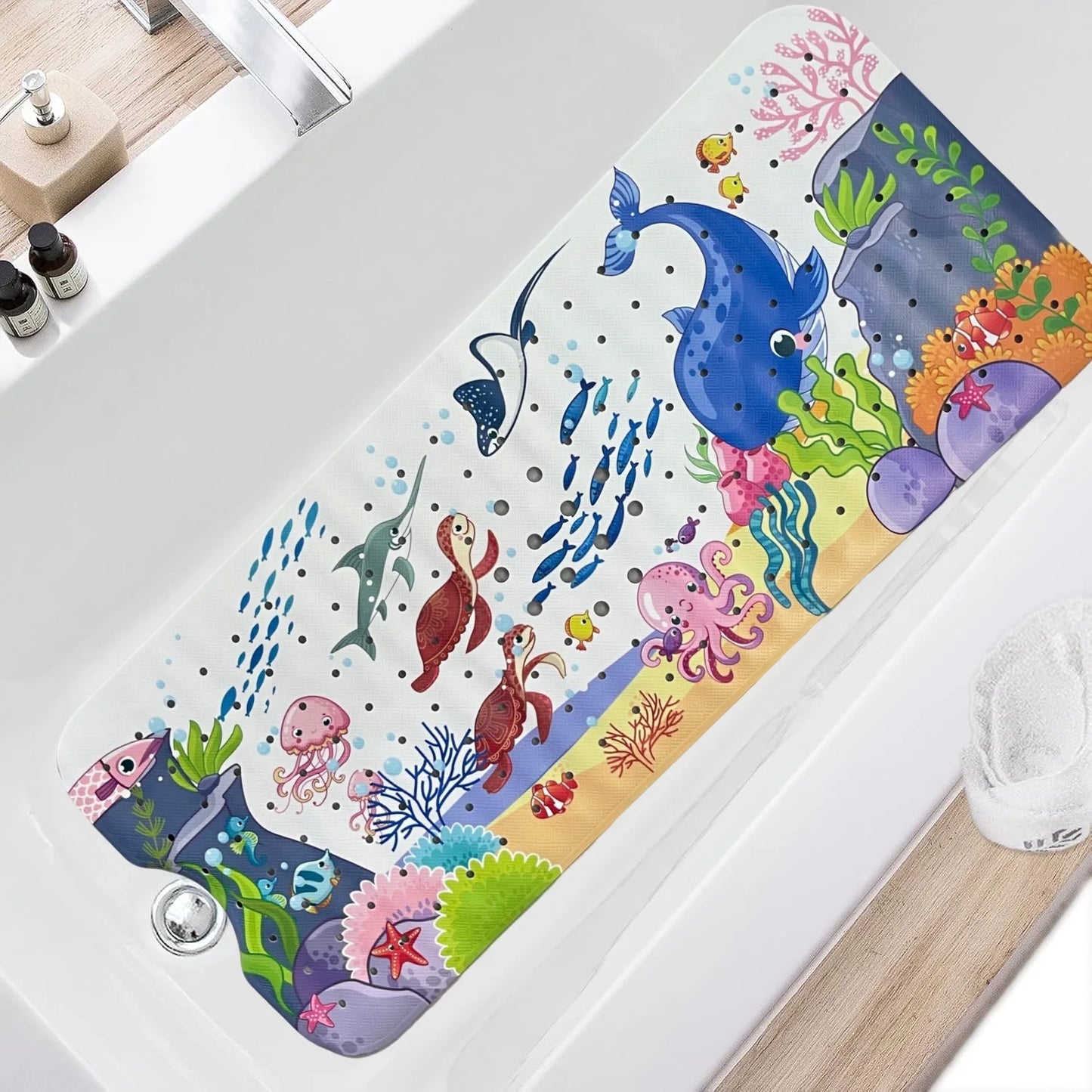 Cartoon Extra-Long Bathtub Mat 40x100cm – Non-Slip Shower & Bath Mat with Suction Cups and Drain Holes