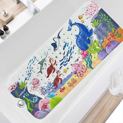 Cartoon Extra-Long Bathtub Mat 40x100cm – Non-Slip Shower & Bath Mat with Suction Cups and Drain Holes
