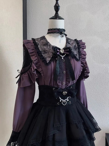 Blusa de mujer de encaje de manga corta estilo lolita japonés 2026, dulce, linda, ajustada, informal, a la moda, para uso diario