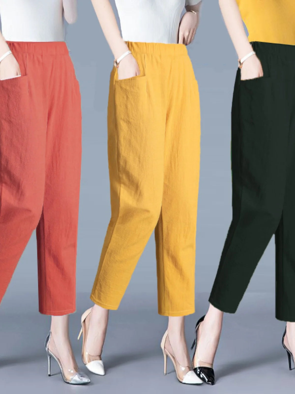 Women's Summer Cotton Harem Pants – Lightweight Loose High-Waist Cropped Trousers, Korean-Style Casual Plus Size Pants