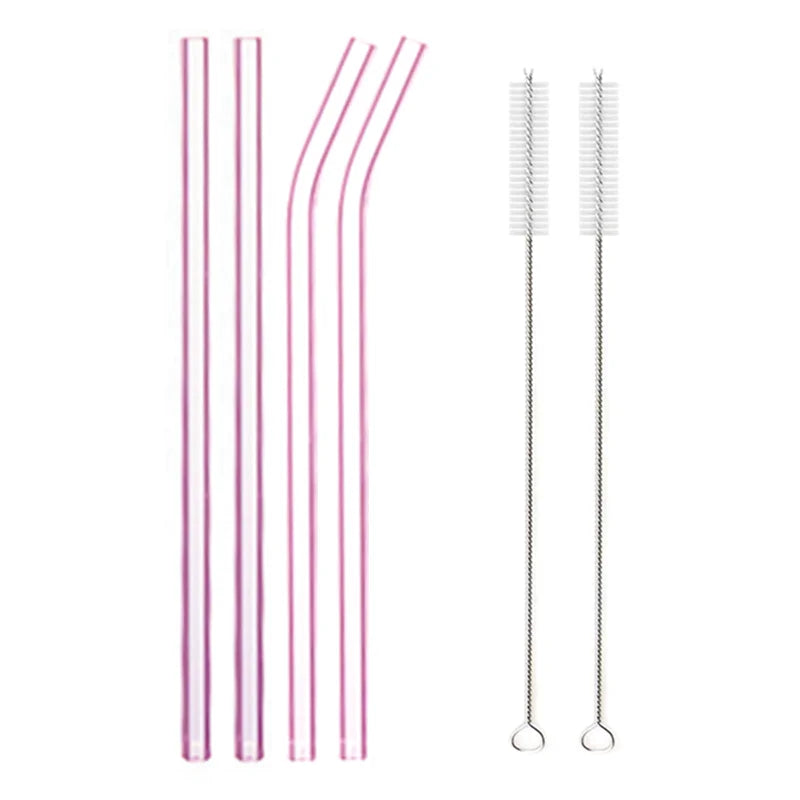 8.5 Inch Reusable Glass Straws Set, 8mm Multi-Color Drinking Straws, Eco-Friendly Glass Straws for Smoothies, Milkshakes, Cocktails and Cold Drinks
