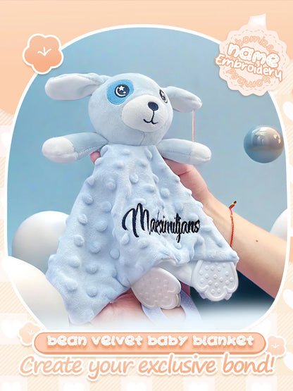 Couverture et doudou personnalisés avec prénom de bébé – Ensemble doux en minky à pois, 2-en-1, cadeau de naissance personnalisé pour garçons et filles