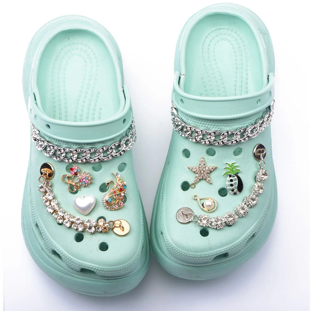 Bling Shoe Chains – Metal Shoe Charms & Sparkling Shoe Decorations for Girls & Women, Fashion Footwear Accessories & Gifts