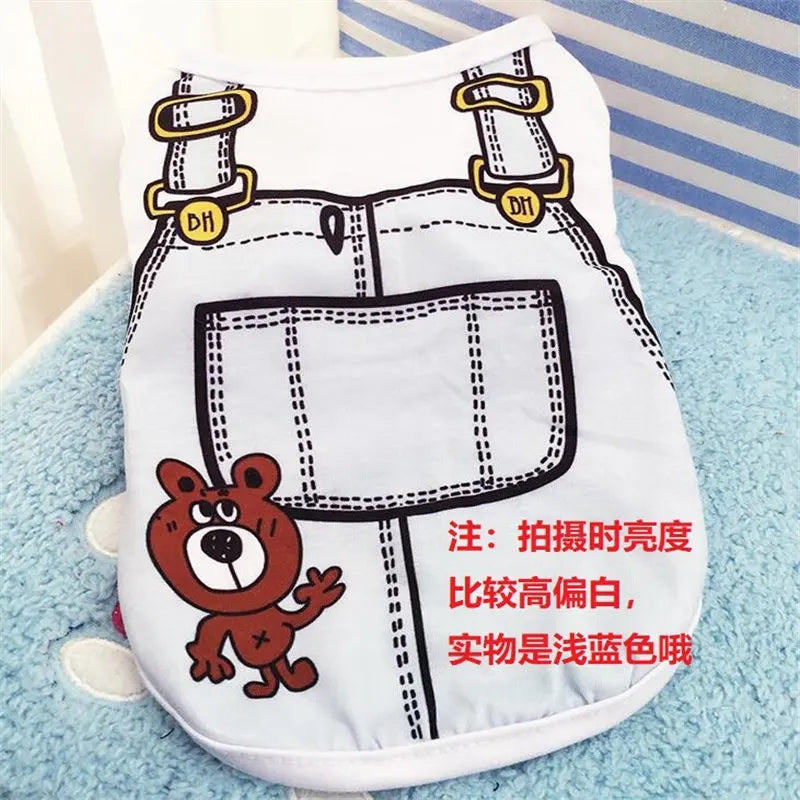 Cute Cartoon Dog Vest – Soft Lightweight Summer T-Shirt for Small Dogs & Puppies, Casual Pet Clothing