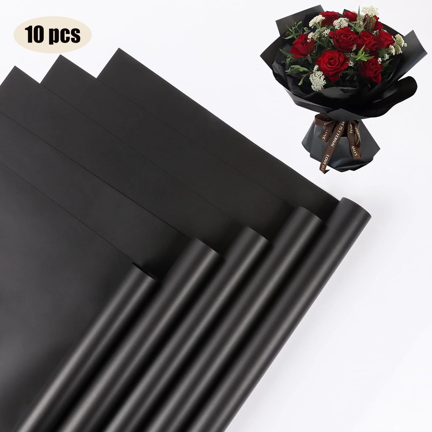 10 hojas de papel de envolver flores impermeable con bordes dorados para ramos, bodas, regalos y arreglos florales de bricolaje