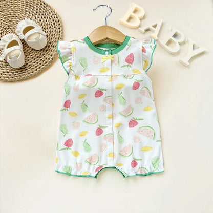 Pelele de verano para bebé recién nacido – Body de manga corta de algodón suave con estampado de dibujos animados para bebés y niñas (3-18 meses)
