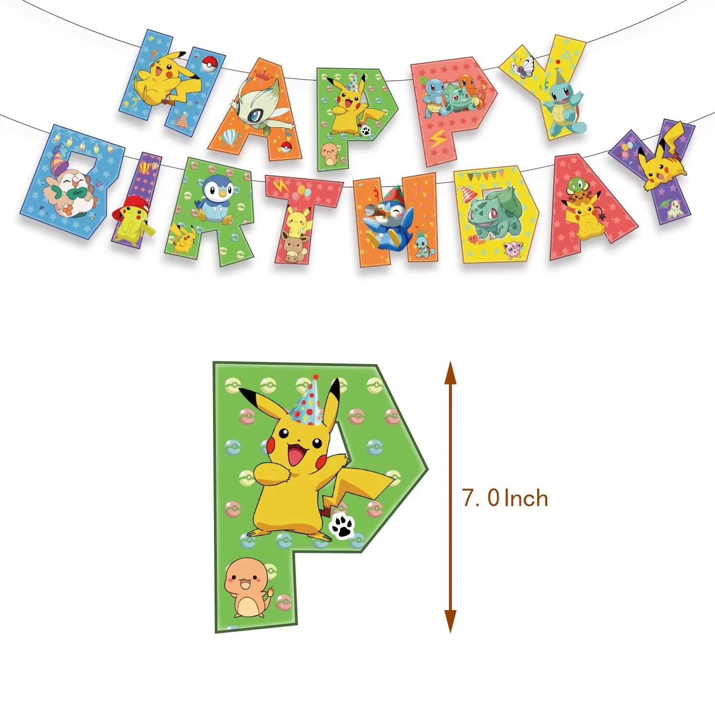 Pokémon Birthday Party Decorations Set – Balloons, Keychains, Napkins, Stickers, Tableware, Plates & Tablecloth Party Supplies & Favors