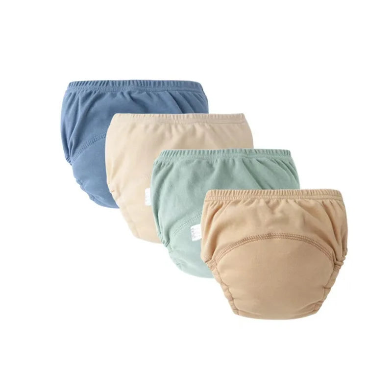 Culottes d'apprentissage de la propreté imperméables réutilisables (lot de 4) – Sous-vêtements d'entraînement en coton doux pour bébés garçons et filles avec protection anti-fuites