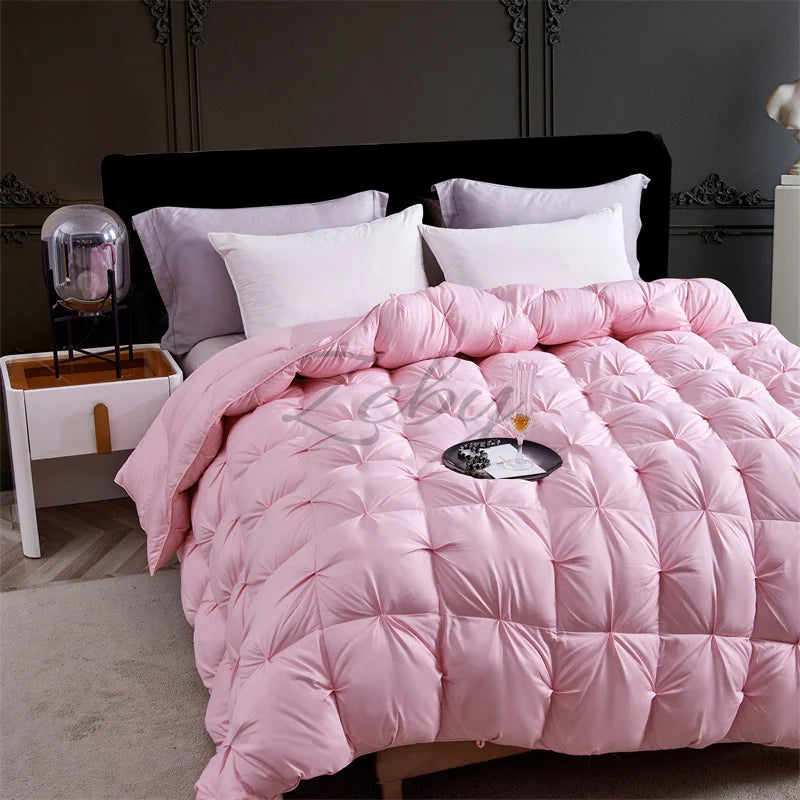 Edredón de lujo 100% plumón de ganso blanco – Duvet ligero y cálido de invierno con diseño plisado