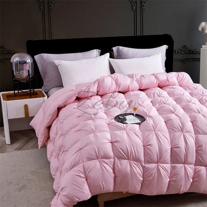 Edredón de lujo 100% plumón de ganso blanco – Duvet ligero y cálido de invierno con diseño plisado