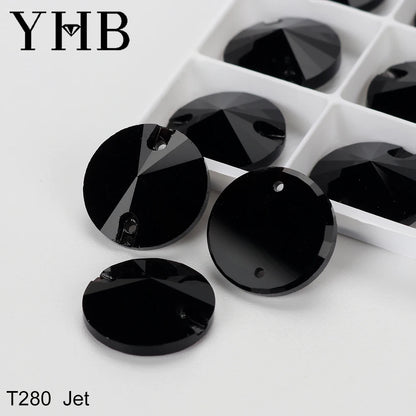 Strass à coudre YHB Crystal Rivoli – Pierres à coudre plates en verre pour vêtements, sacs et artisanat de bricolage
