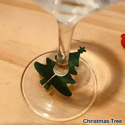 10PCS Felt Wine Glass Ring Cards – Christmas Table Decorations for Xmas, New Year’s Eve Parties, Home Decor & Holiday Events