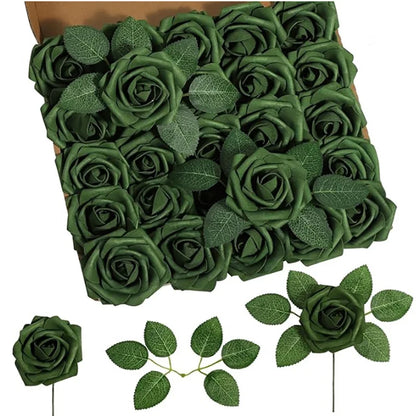 Rosas artificiales de espuma, de 10 a 100 unidades – Rosas sintéticas realistas para ramos de boda, centros de mesa, decoraciones para fiestas, regalos para el Día de la Madre y San Valentín, arreglos florales de bricolaje