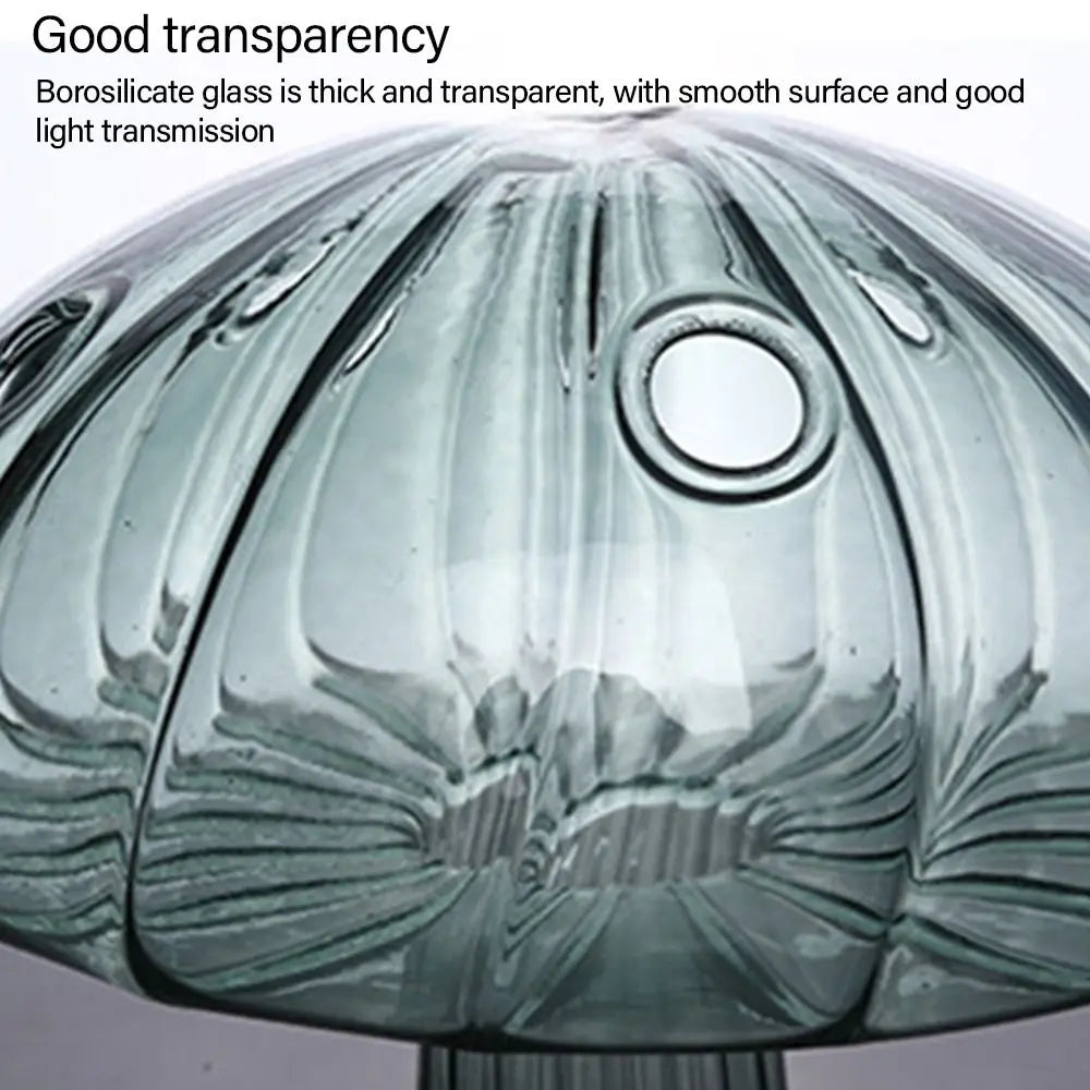 Florero de vidrio con forma de hongo – Maceta hidropónica transparente y jarrón decorativo de escritorio