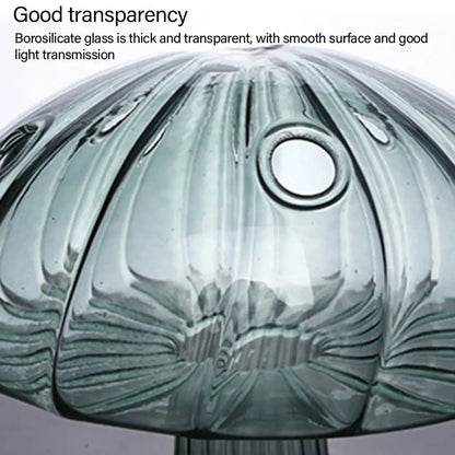 Florero de vidrio con forma de hongo – Maceta hidropónica transparente y jarrón decorativo de escritorio
