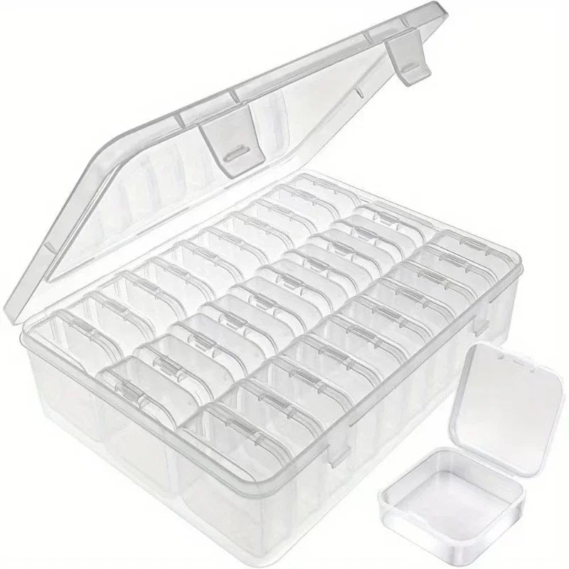 Transparent Plastic Storage Organizer Box – 14 or 30 Compartment Case for Jewellery, Beads & Small Parts