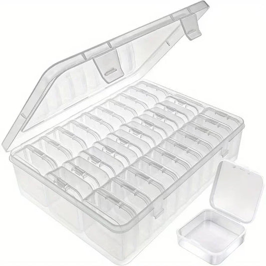 Caja organizadora de almacenamiento de plástico transparente – Estuche de 14 o 30 compartimentos para joyas, abalorios y piezas pequeñas