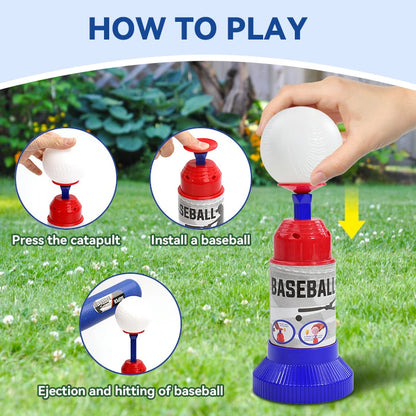 Kids Automatic Baseball Launcher Toy – Interactive Batting Practice Pitching Machine Set for Outdoor Parent-Child Play Gift