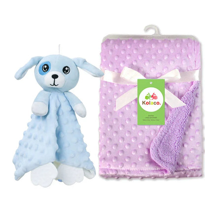 Couverture et doudou personnalisés avec prénom de bébé – Ensemble doux en minky à pois, 2-en-1, cadeau de naissance personnalisé pour garçons et filles