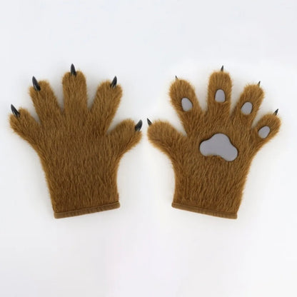 Cute Cartoon Cat Paw Gloves – Thick Furry Warm Mittens, Puppy Claw Cosplay Props for Parties, Costumes & Anime Events