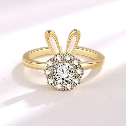Anillo giratorio antiestrés de mariposa y flor con diamantes de imitación – Anillo giratorio antiansiedad para mujer | Joyería ajustable para aliviar el estrés