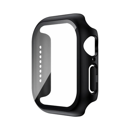 Funda con protector de pantalla de cristal templado para Apple Watch Series 10, 9, 8, 7, 6, SE y 5 (38 mm-46 mm) – Cubierta protectora completa 2 en 1