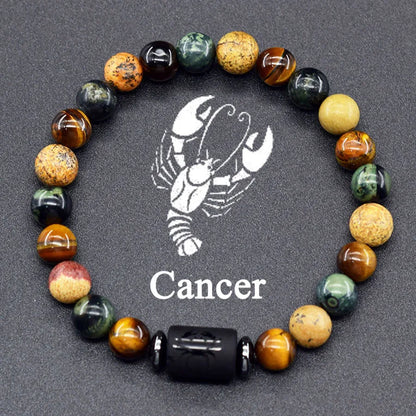 Pulsera de constelación de 12 signos del zodiaco – Brazalete con dije de astrología para hombres y mujeres | Regalo de joyería de amistad Aries, Virgo, Leo y Libra