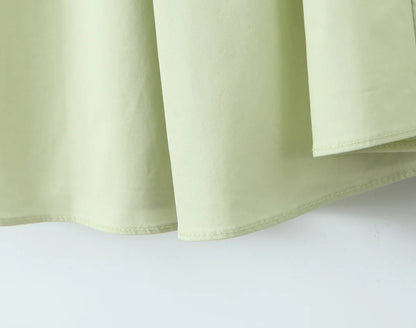 YENKYE Women’s Sexy Backless Green Halter Midi Dress Elegant Low Waist A-Line Cotton Summer Evening Party Robe
