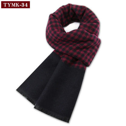 Écharpe d'hiver en imitation cachemire pour homme, douce à carreaux, chaude en mélange de laine, longue, châle, cache-col