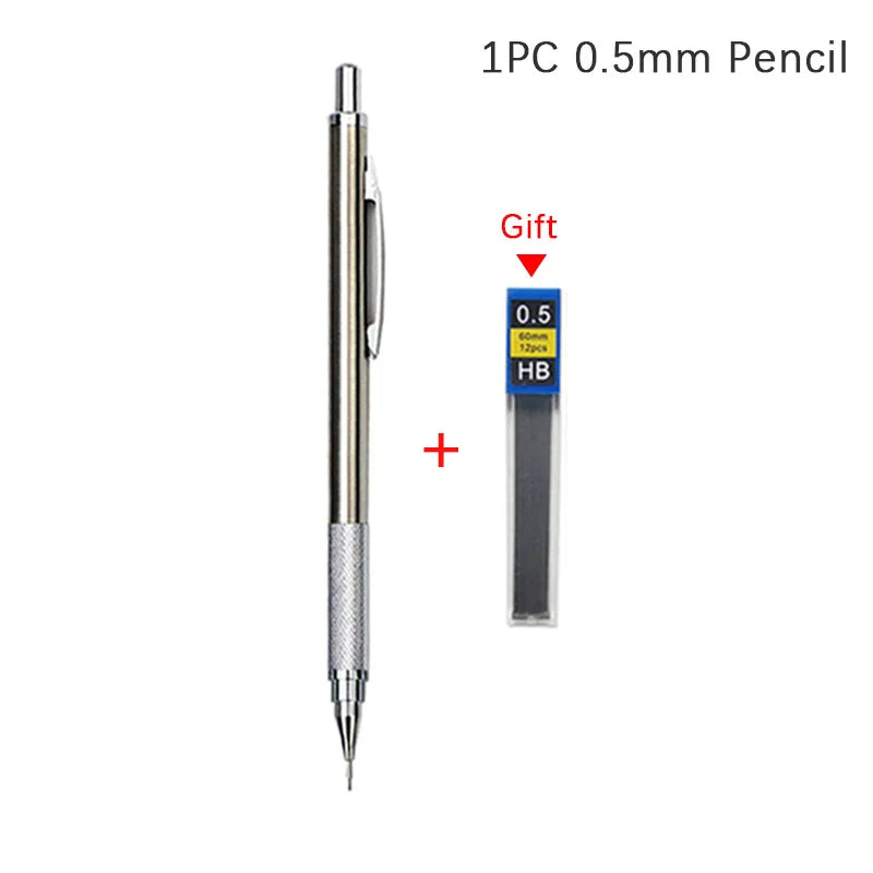 Portaminas Completamente Metálico de 0.3/0.5/0.7/0.9/1.3/2.0/3.0 mm – Lápiz de Dibujo Técnico Automático con Minas para Dibujo, Boceto, Pintura, Suministros de Oficina y Escolares