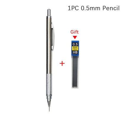 Portaminas Completamente Metálico de 0.3/0.5/0.7/0.9/1.3/2.0/3.0 mm – Lápiz de Dibujo Técnico Automático con Minas para Dibujo, Boceto, Pintura, Suministros de Oficina y Escolares