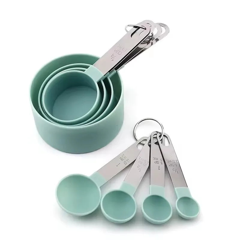 8PCS Stainless Steel Measuring Cups & Spoons Set – Precise Baking & Cooking Measuring Tools for Cake, Pastry & Kitchen Food Preparation