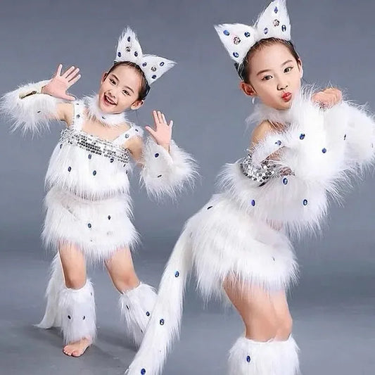 Disfraz de Cosplay de Animal Gato y Zorro – Atuendo de Baile Animal Sexy para Juegos de Rol y Fiestas de Halloween