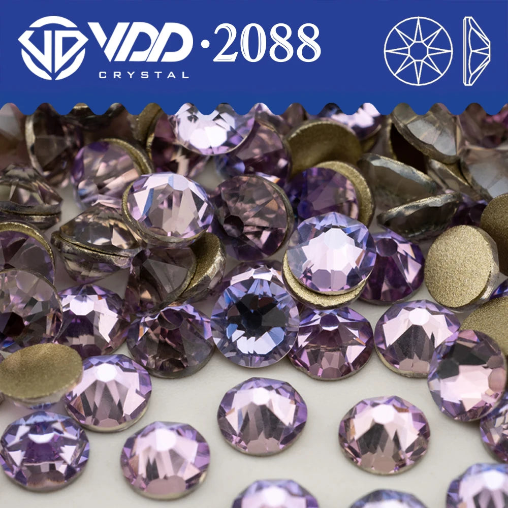 VDD 2088 Crystal Flower Nail Rhinestones – Non-Hotfix 8 Big & 8 Small Flatback Gems for Nail Art & DIY Decorations