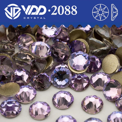 VDD 2088 Crystal Flower Nail Rhinestones – Non-Hotfix 8 Big & 8 Small Flatback Gems for Nail Art & DIY Decorations