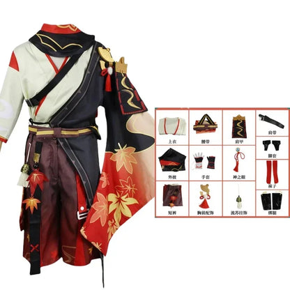 Samurai Cosplay Costume with Wig & Red Glasses – Halloween Party Outfit